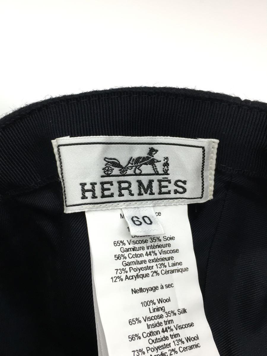 HERMES◆キャップ/-/ウール/BLK/メンズ_画像5