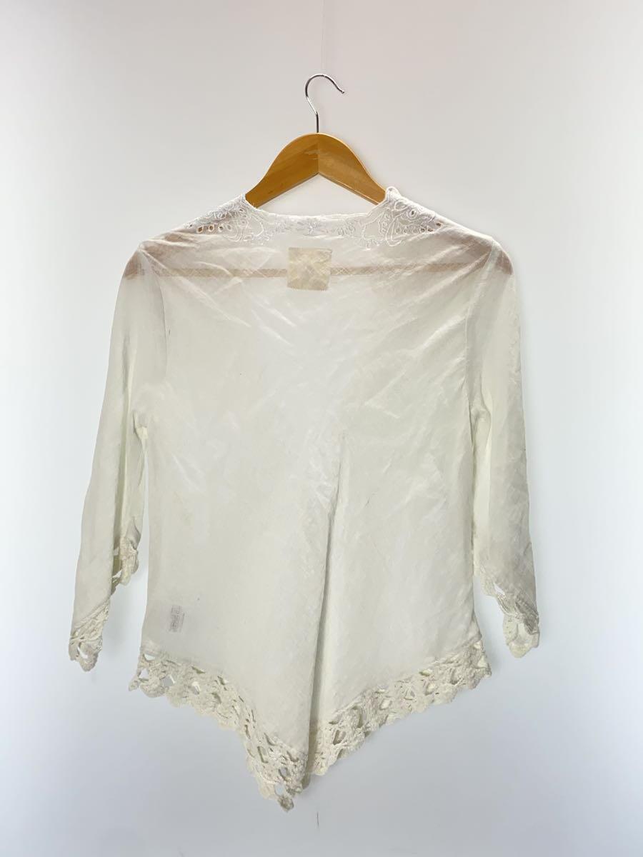 SHARE SPIRIT* race /7 minute sleeve blouse /36/linen/ white /SFS1205