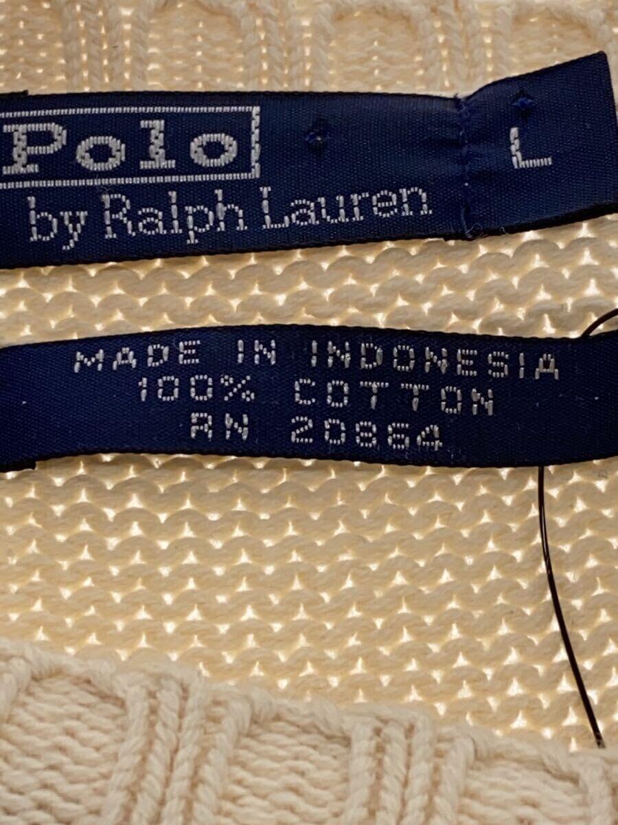 POLO RALPH LAUREN◆セーター(厚手)/L/コットン/CRM/無地_画像5