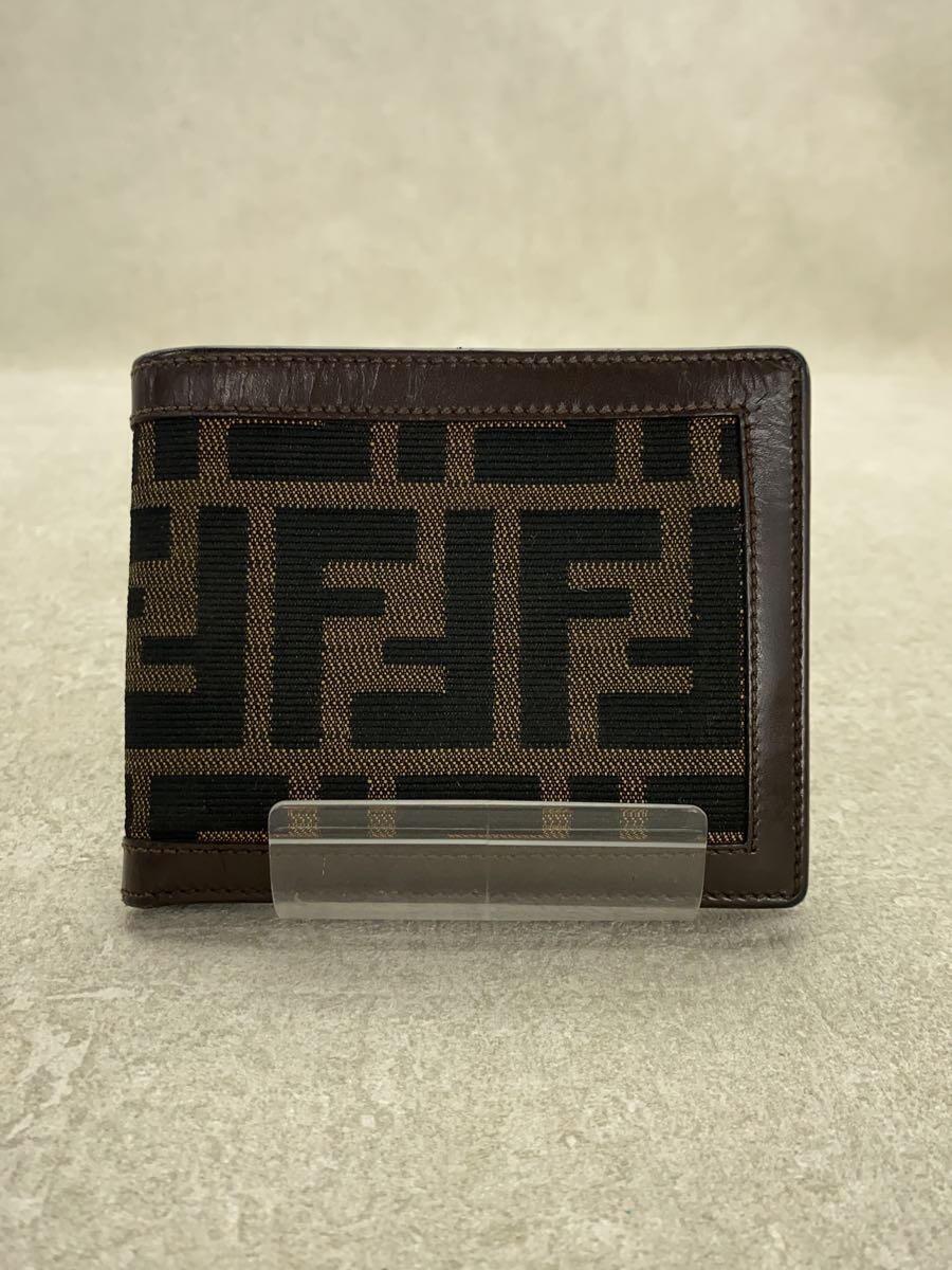 FENDI◆ズッカ柄/2つ折り財布/レザー/BRW/メンズ_画像1