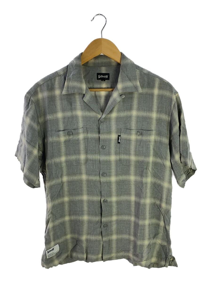 Schott◆OMBRE PLAID SS SHIRT/M/レーヨン/GRY/オンブレCK/782-3123016_画像1