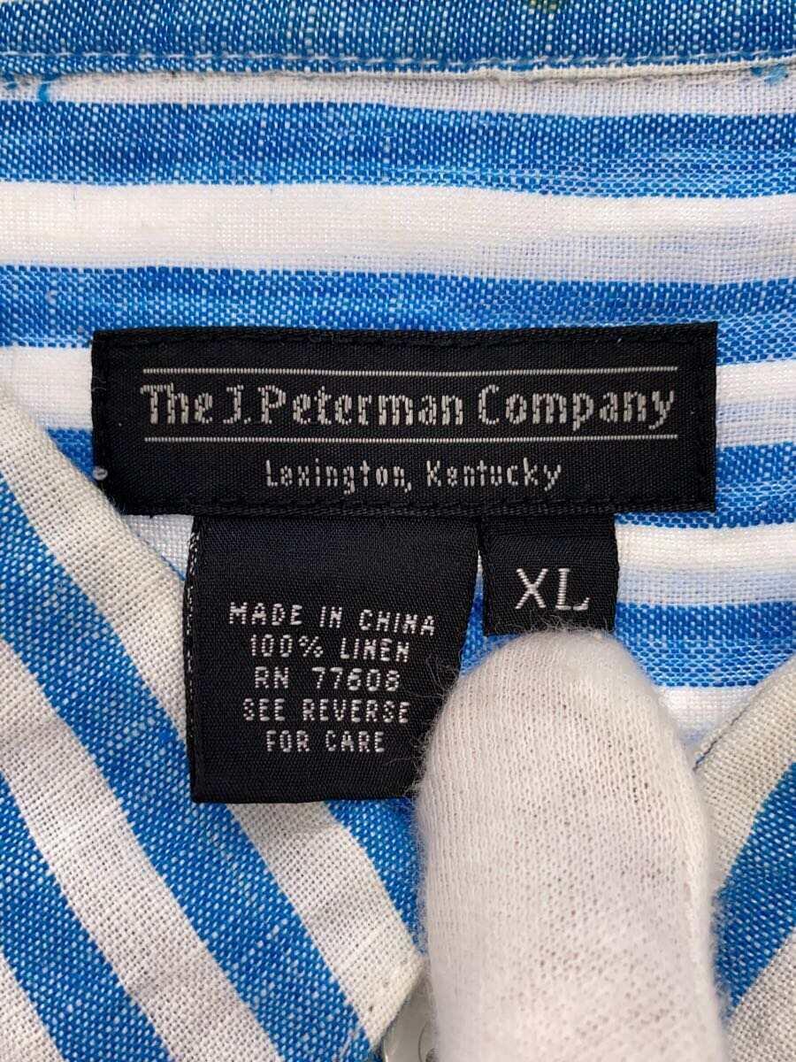 J Peterman Company/90s/リネンストライプボタンダウンシャツ/XL/ホワイト/ブルー_画像3