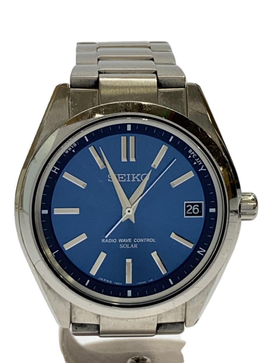 SEIKO◆ソーラー腕時計/アナログ/-/BLU/SLV/7B24-0BH0_画像1