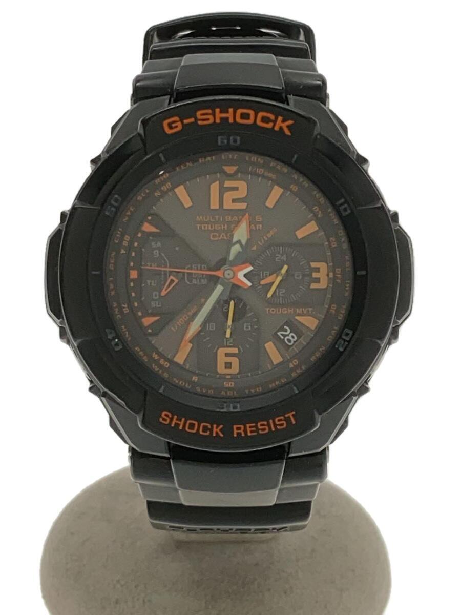 CASIO◆ソーラー腕時計・G-SHOCK/アナログ/ラバー/BLK/GRY