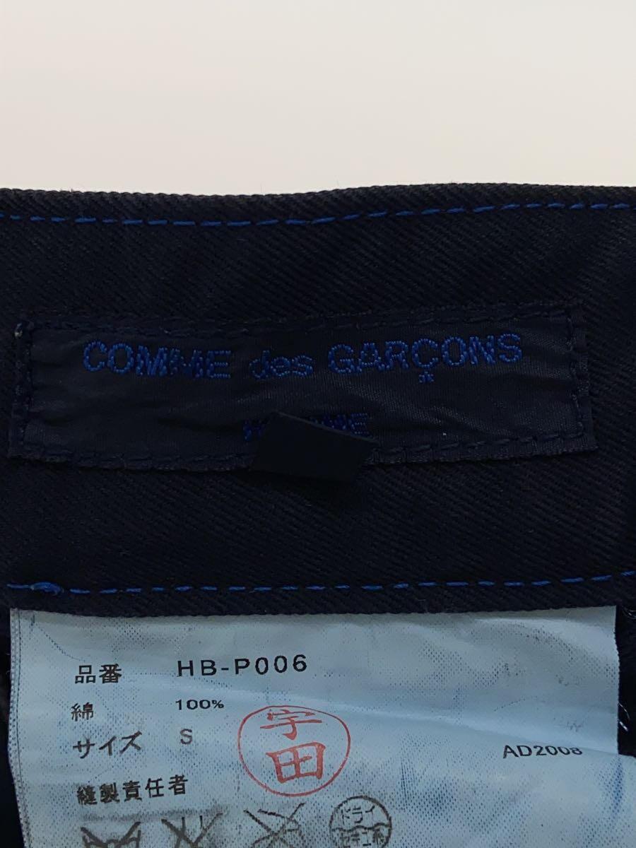 COMME des GARCONS HOMME◆08AW/ブルーステッチ製品染めストレートパンツ/S/コットン/NVY/HB-P006_画像4