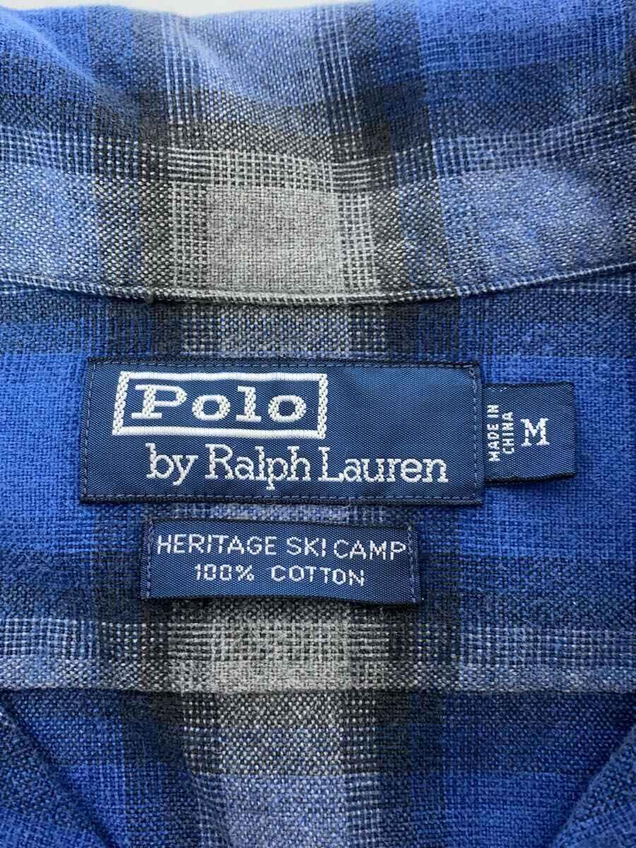 POLO RALPH LAUREN◆90s/オープンカラーシャツ/HERITAGE SKI SKICAMP/オンブレ/M/コットン/チェック//_画像3