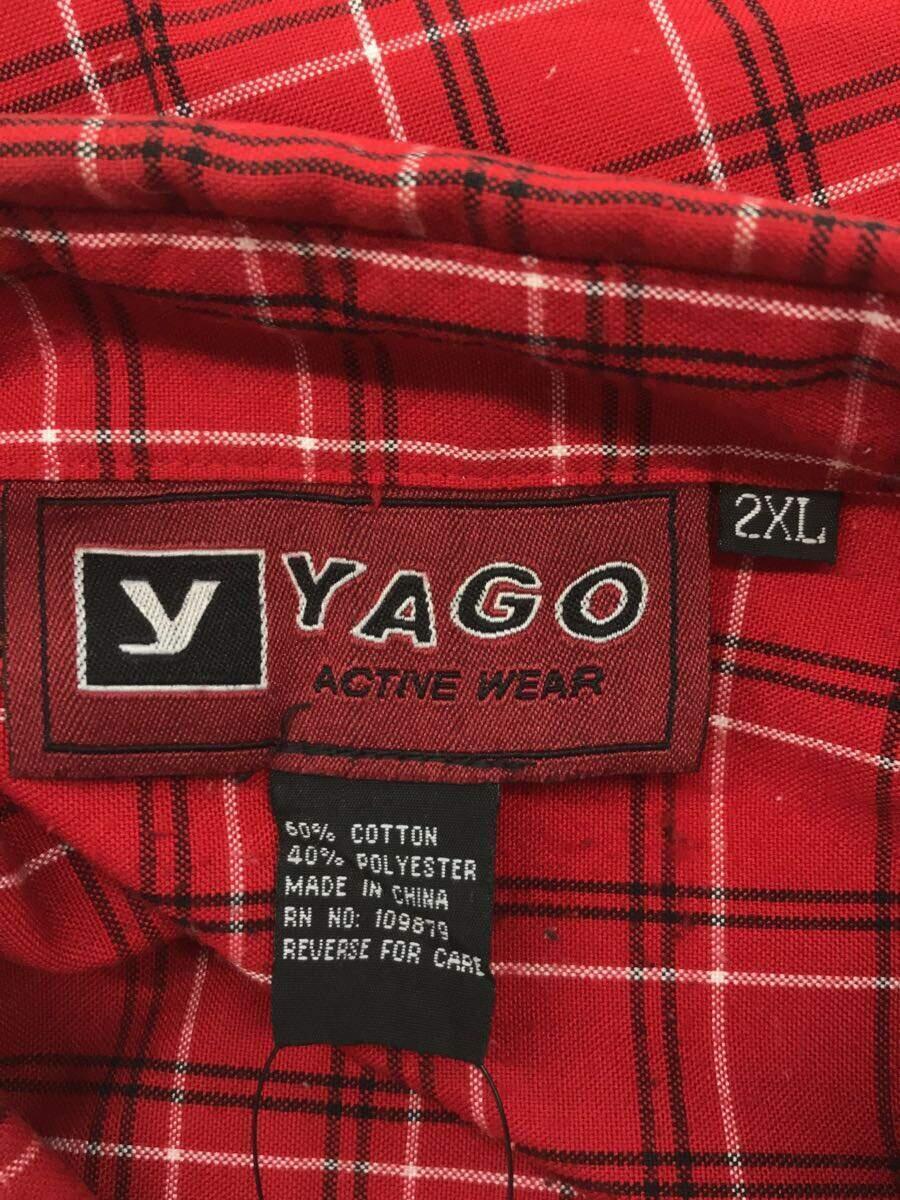 YAGO/半袖シャツ/XXL/コットン/RED/チェック//_画像3