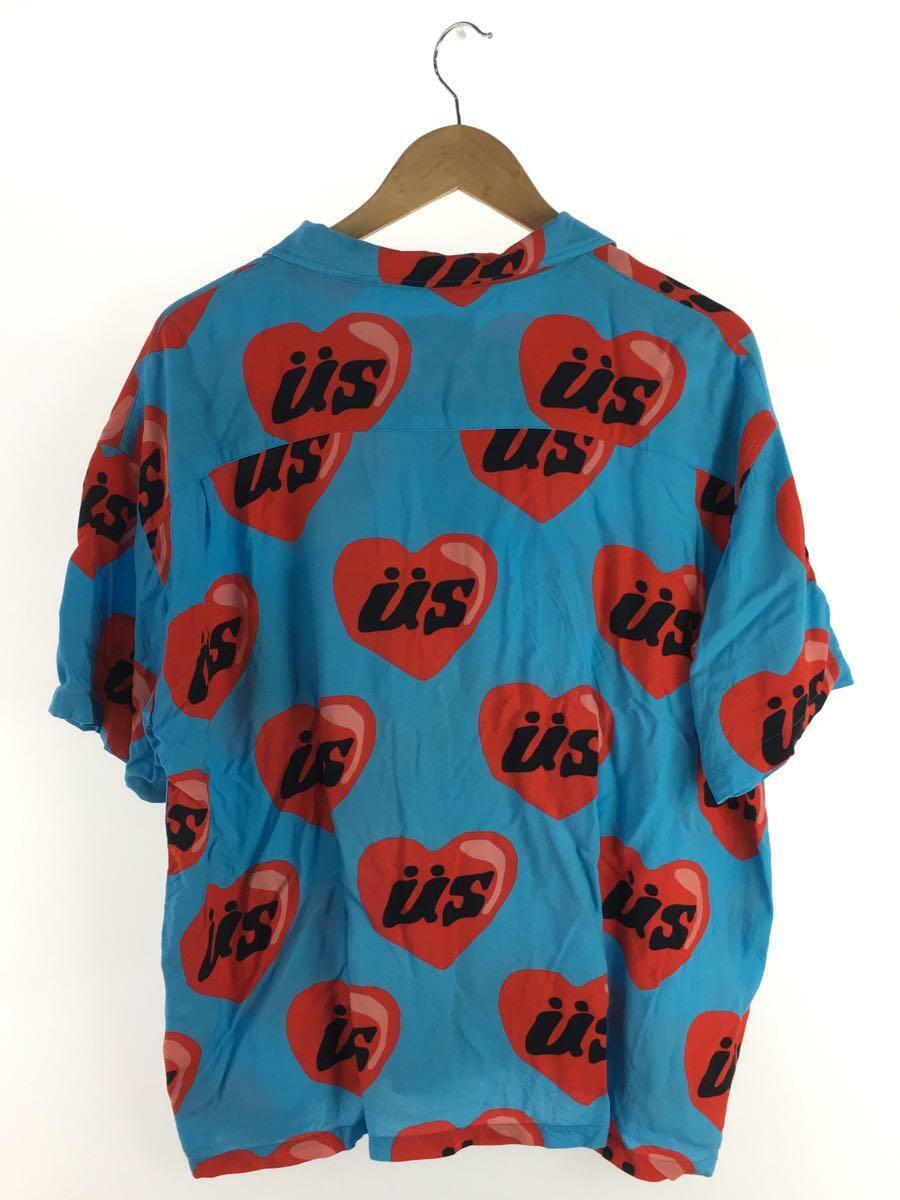 STUSSY◆CPFM HEART SHIRT/半袖シャツ/L/レーヨン/BLU/総柄//_画像2