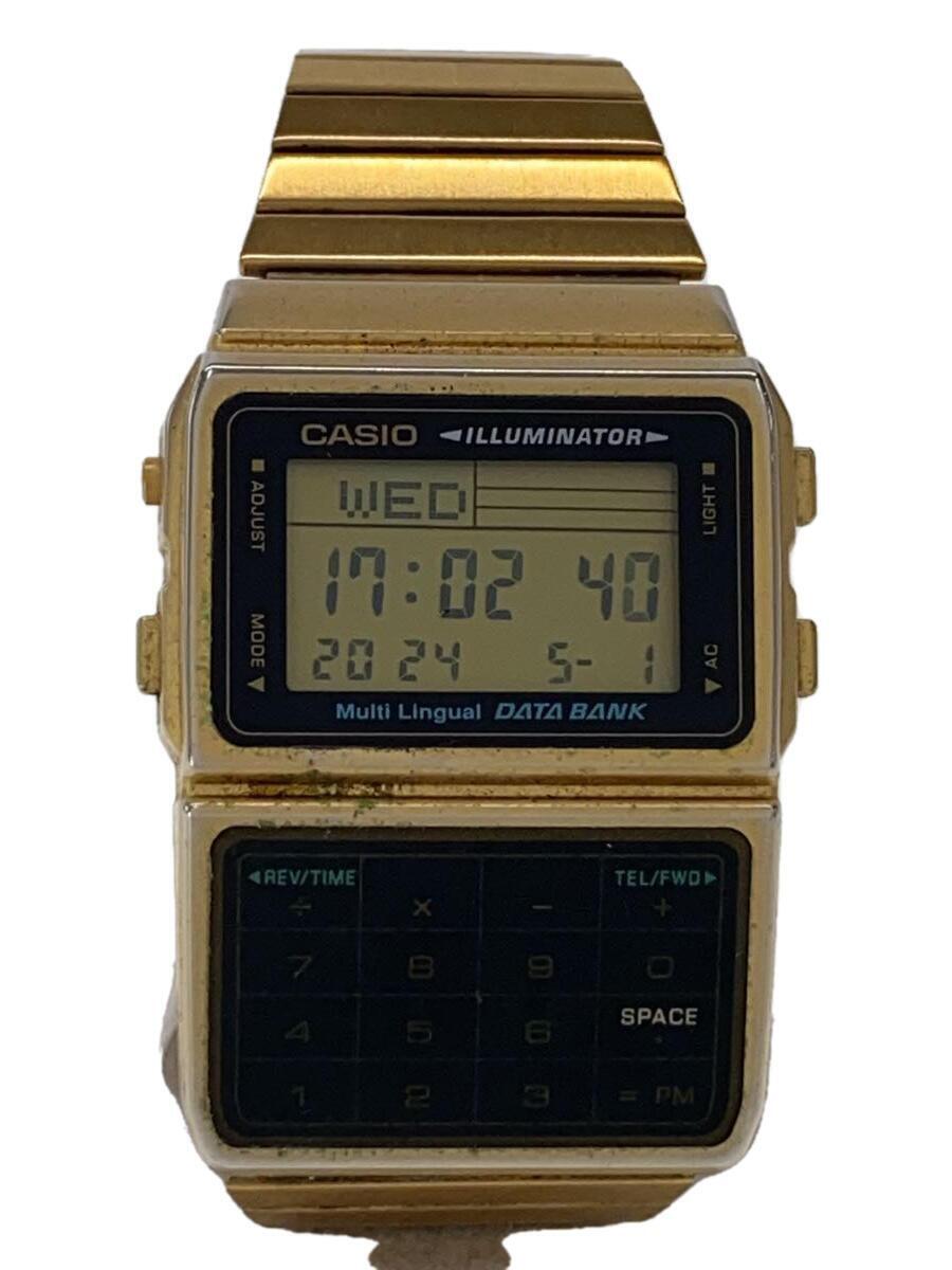 CASIO◆使用感/ソーラー腕時計/デジタル/ステンレス/BLK/GLD/DBC-611G_画像1