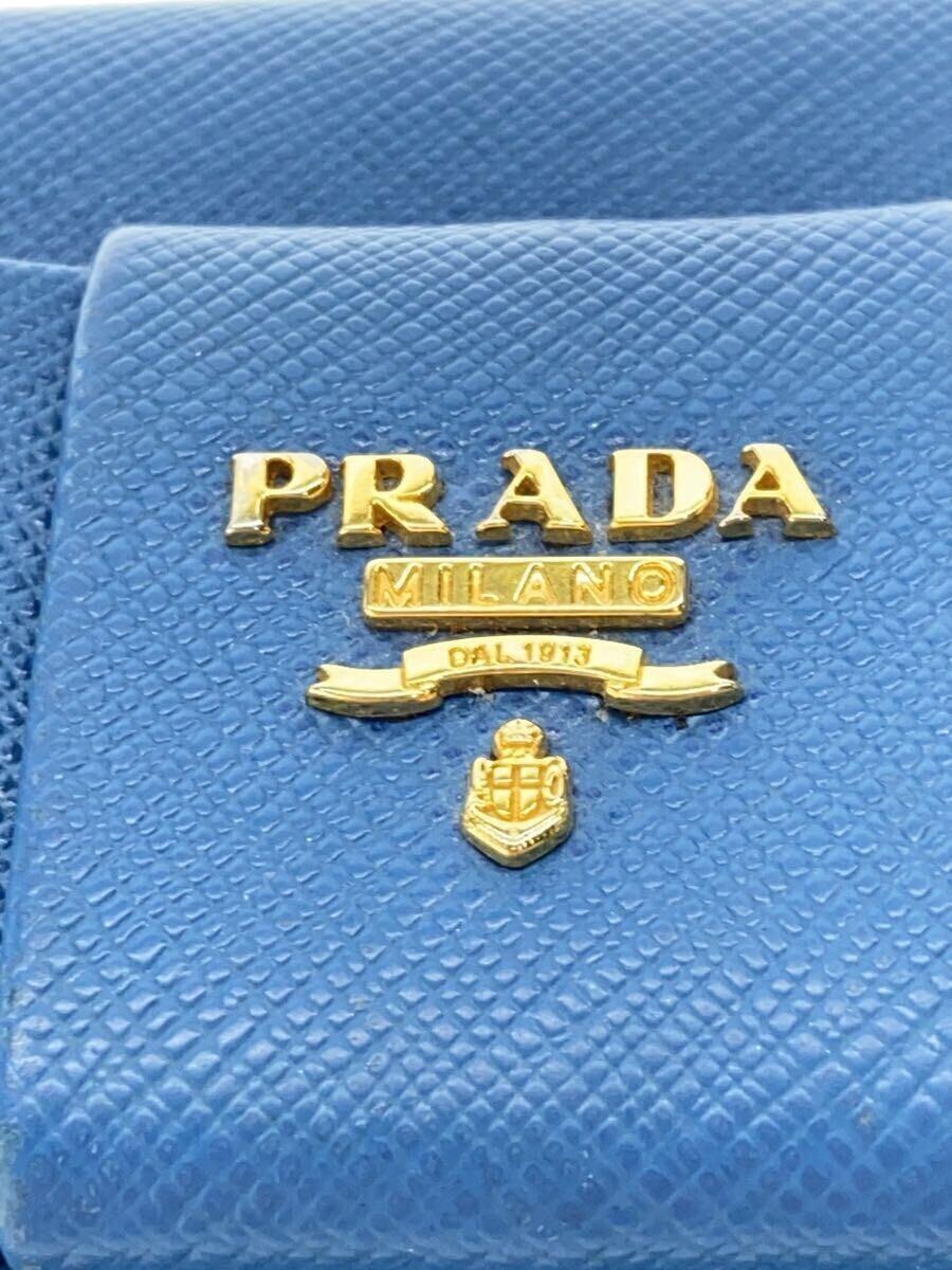 PRADA◆長財布/-/BLU/無地/レディース_画像3