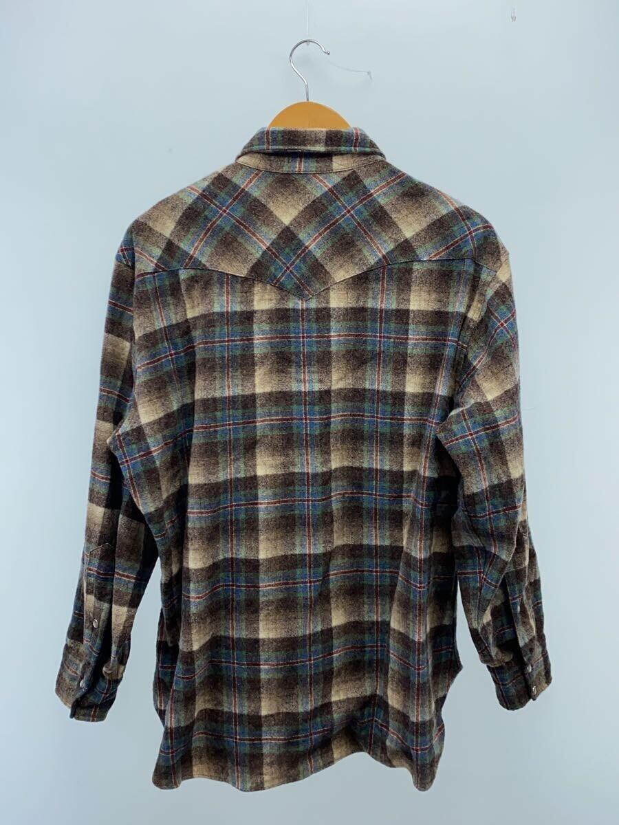 PENDLETON◆70s/USA製/HIGH GRADE WESTERN WEAR/長袖シャツ/XL/ウール/ブラウン/チェック_画像2