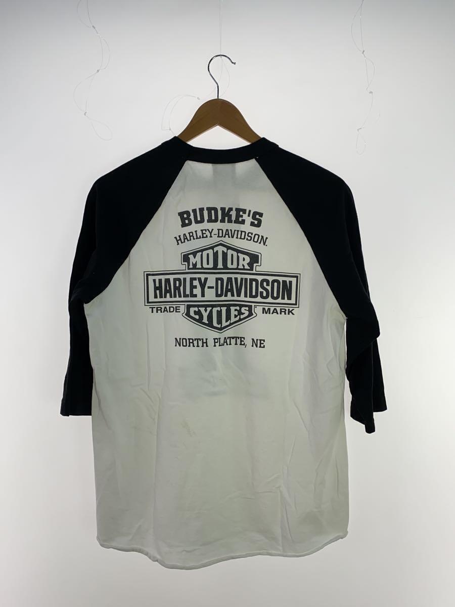 HARLEY DAVIDSON◆長袖Tシャツ/ラグラン/七分袖/ナンバーロゴ/L/コットン/BLK//_画像2