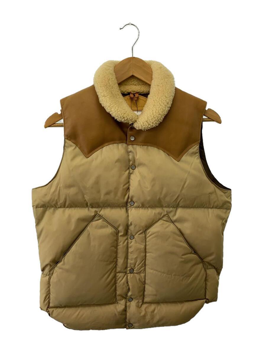 Rocky Mountain Featherbed◆Christy Vest/レザー切替ダウンベスト/36/ナイロン/BEG/無地/450-472-11_画像1