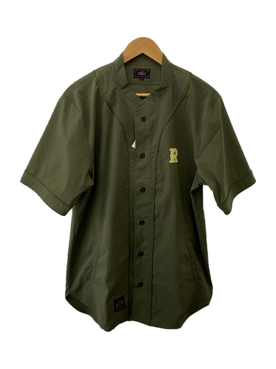 ROTAR◆COOLMAX FABRIC Baseball Shirt/半袖シャツ/L/カーキ/シアサッカー/rt2234014_画像1