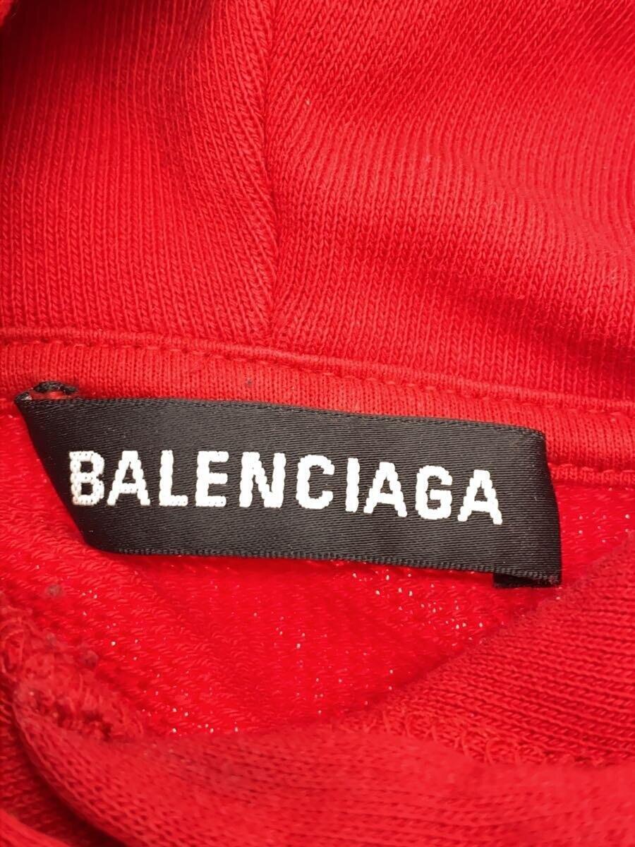 BALENCIAGA◆BALENCIAGA バレンシアガ パーカー/L/コットン/RED/無地/578138_画像3