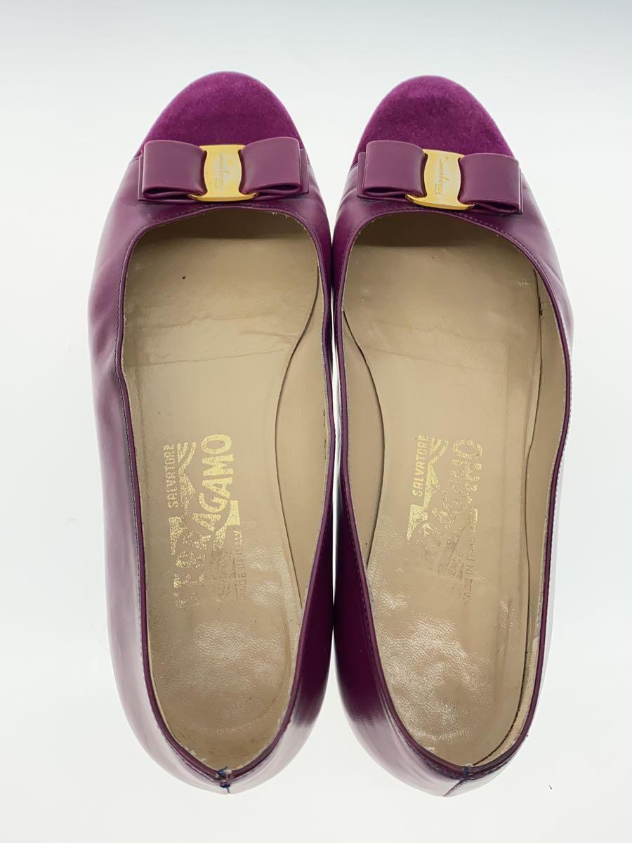 Salvatore Ferragamo◆フラットパンプス/UK7/レザー/D0 6504/パープル_画像3