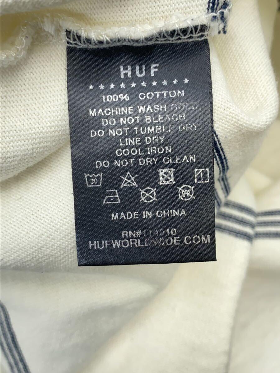 HUF◆長袖Tシャツ/M/コットン/CRM/ボーダー_画像4