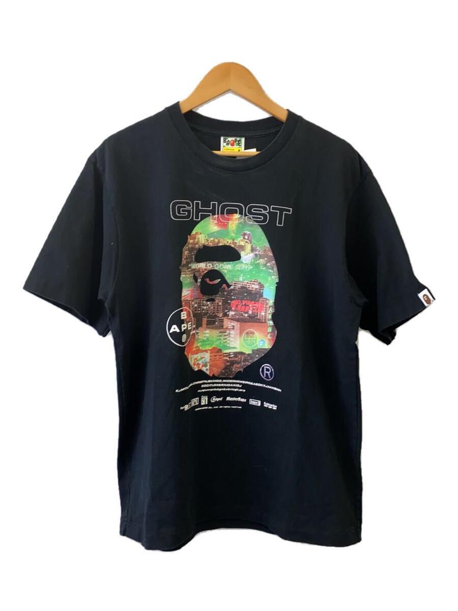 A BATHING APE◆GHOST/Tシャツ/M/コットン/BLK/001TEH301075X/フロント汚れ有_画像1