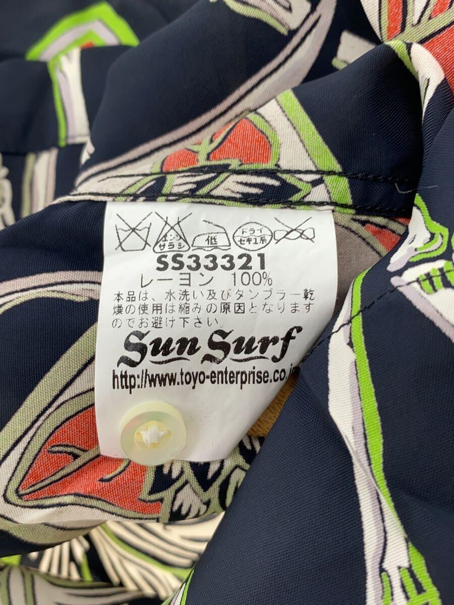 SUN SURF◆アロハシャツ/S/レーヨン/BLK/総柄/SS33321_画像4