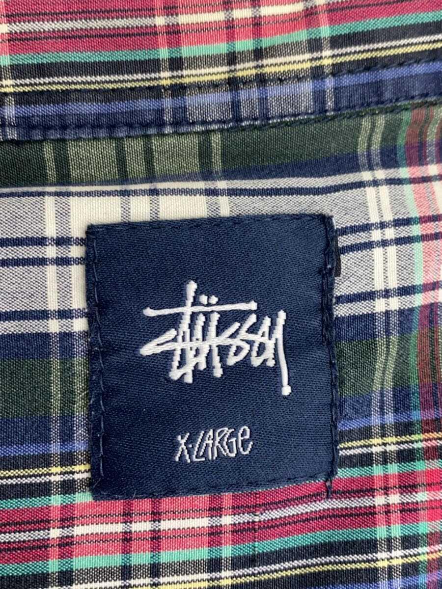 STUSSY◆半袖シャツ/XL/コットン/GRN/チェック_画像3