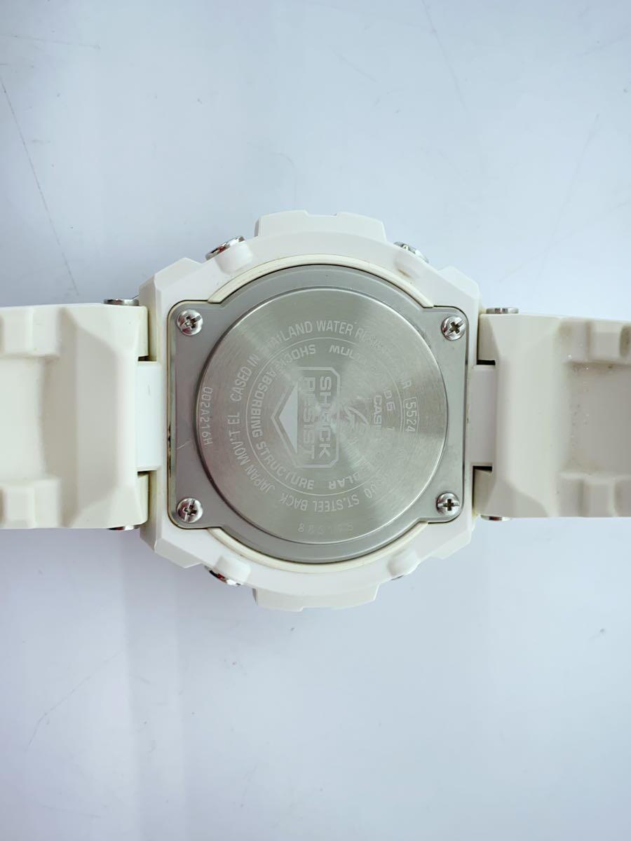 CASIO◆ソーラー腕時計・G-SHOCK/デジアナ/-/WHT/WHT/SS_画像3