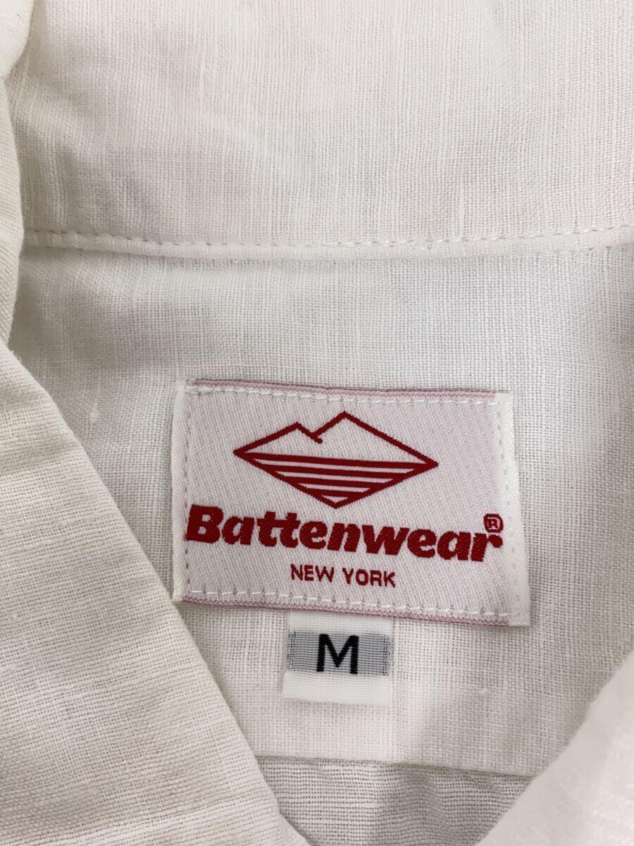 BATTENWEAR/USA製/オープンカラーシャツ/M/リネン/WHT/無地_画像3