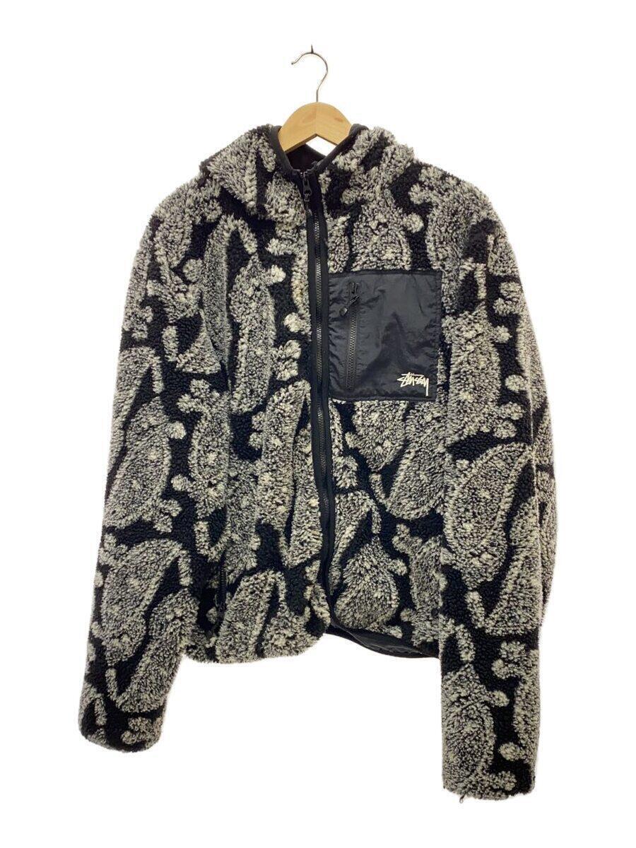 STUSSY◆フリースジャケット/XL/コットン/GRY/総柄/118452/バンダナ/ボア_画像1