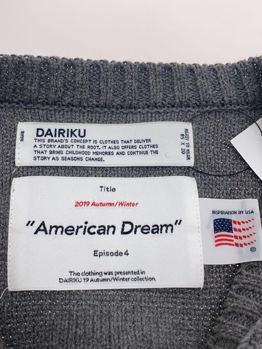 DAIRIKU◆American Dream/Inside-out knit/FREE/コットン/GRY/22AW K-1_画像3