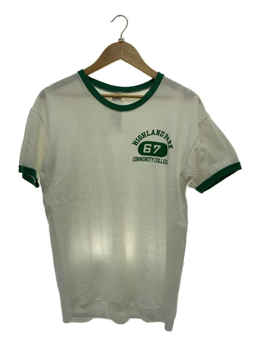 Champion◆70-80S/バータグ後期/USA製/リンガーT/カレッジプリント/3段/L/コットン/WHT_画像1