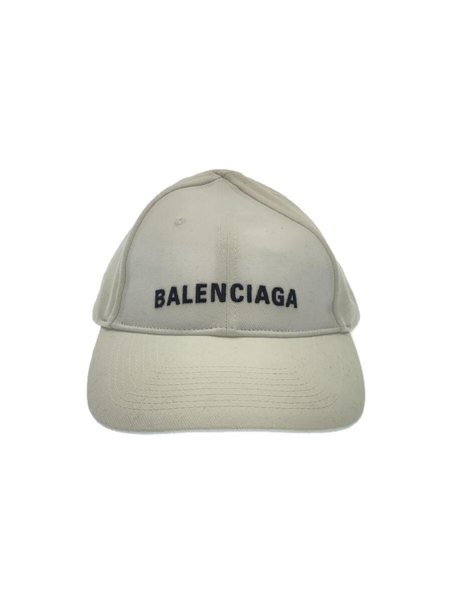 BALENCIAGA◆キャップ/L/コットン/WHT/メンズ_画像1