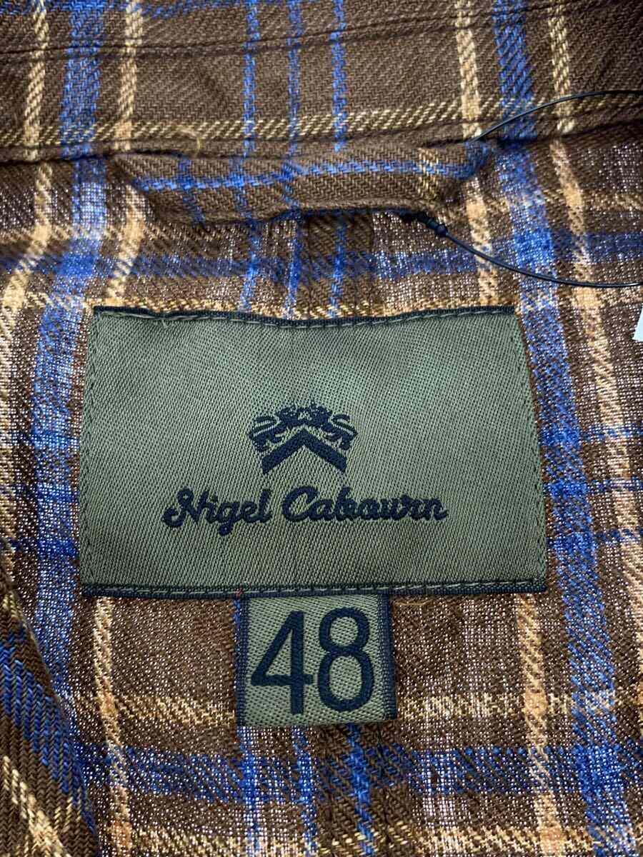 Nigel Cabourn◆ジレベスト/48/リネン/BRW/チェック/8070070031//_画像3