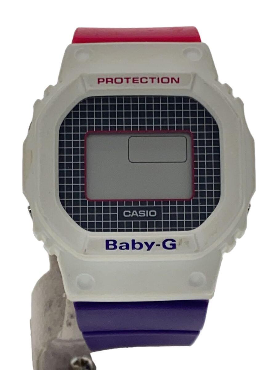 CASIO◆ソーラー腕時計/-/ラバー/WHT/PUP_画像1