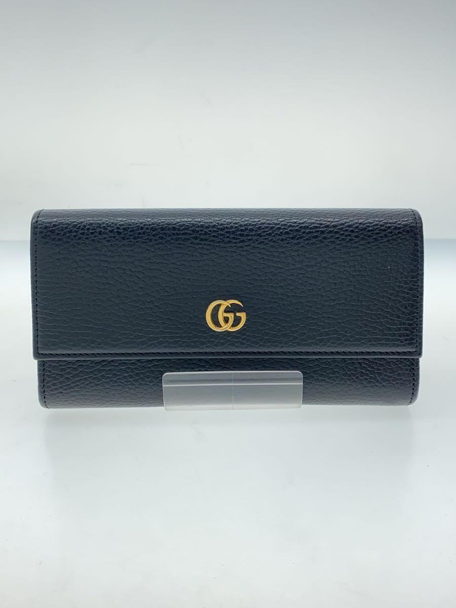 GUCCI◆長財布/レザー/BLK/レディース/496085_画像1