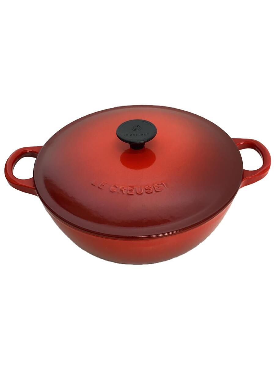 LE CREUSET◆鍋/サイズ:22cm/RED/チェリーレッド/ココットロンド_画像1