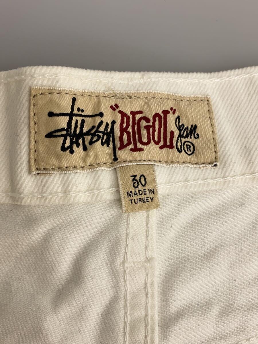 STUSSY◆OVERDYED BIG OL JEAN/ボトム/30/コットン/WHT/無地/116577/シミ有_画像4