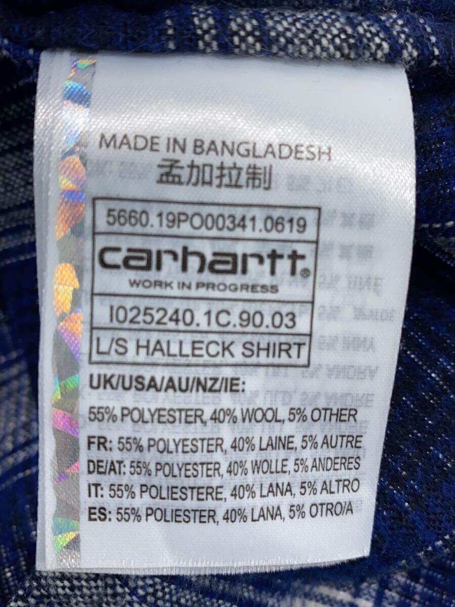 Carhartt◆halleck shirt/長袖シャツ/L/ウール/NVY/チェック/WIP/ネルシャツ//_画像4