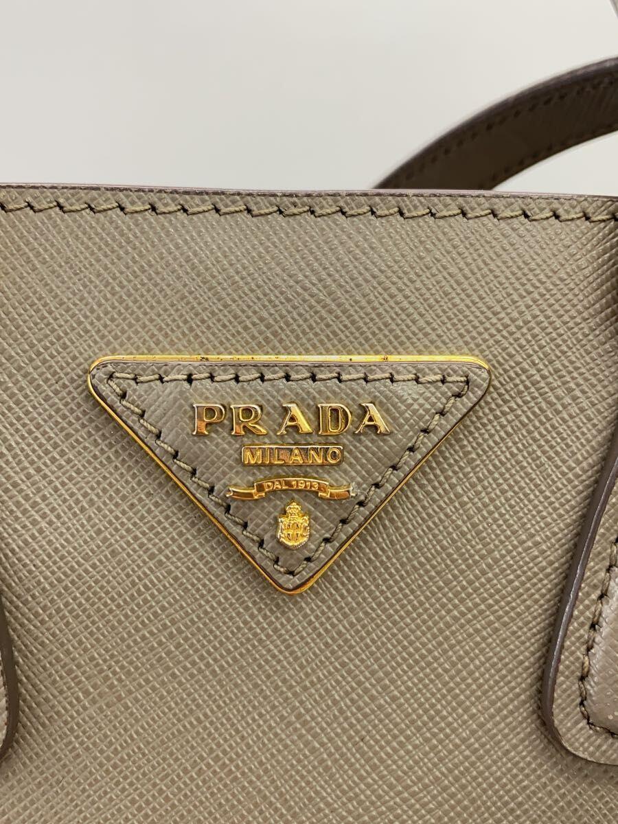 PRADA◆ガレリア バイカラー/サフィアーノレザー/ハンドバッグ/グレー//_画像5