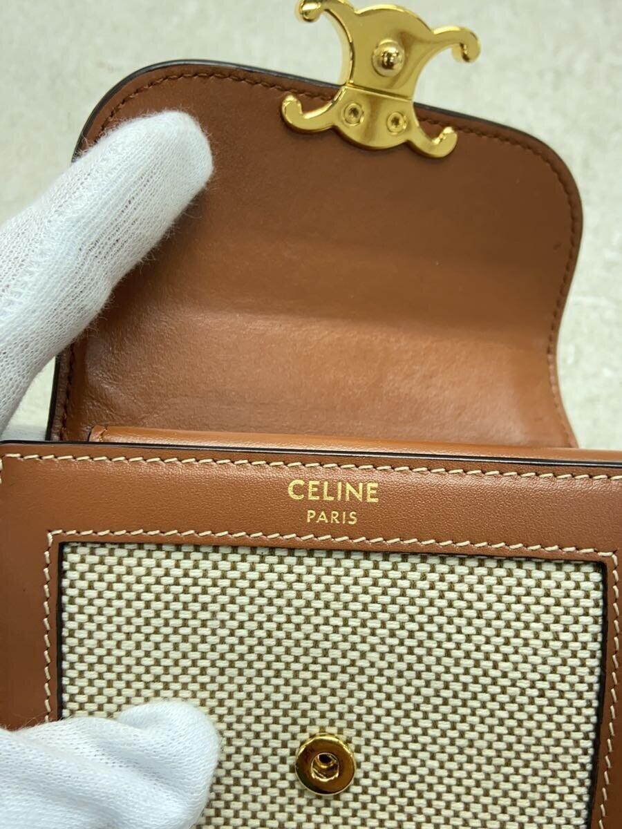 CELINE◆スモールウォレット トリオンフ/テキスタイル&カーフスキン/キャンバス/BEG/10D782DB2.02NT//_画像3