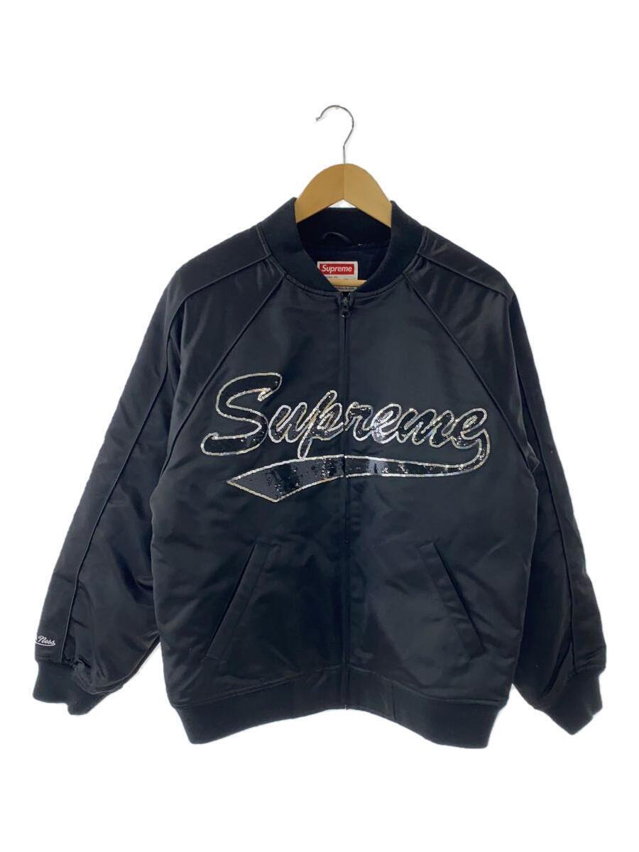 Supreme◆21AW/Sequin Logo Varsity Jacket/スタジャン/S/ポリエステル/BLK//_画像1
