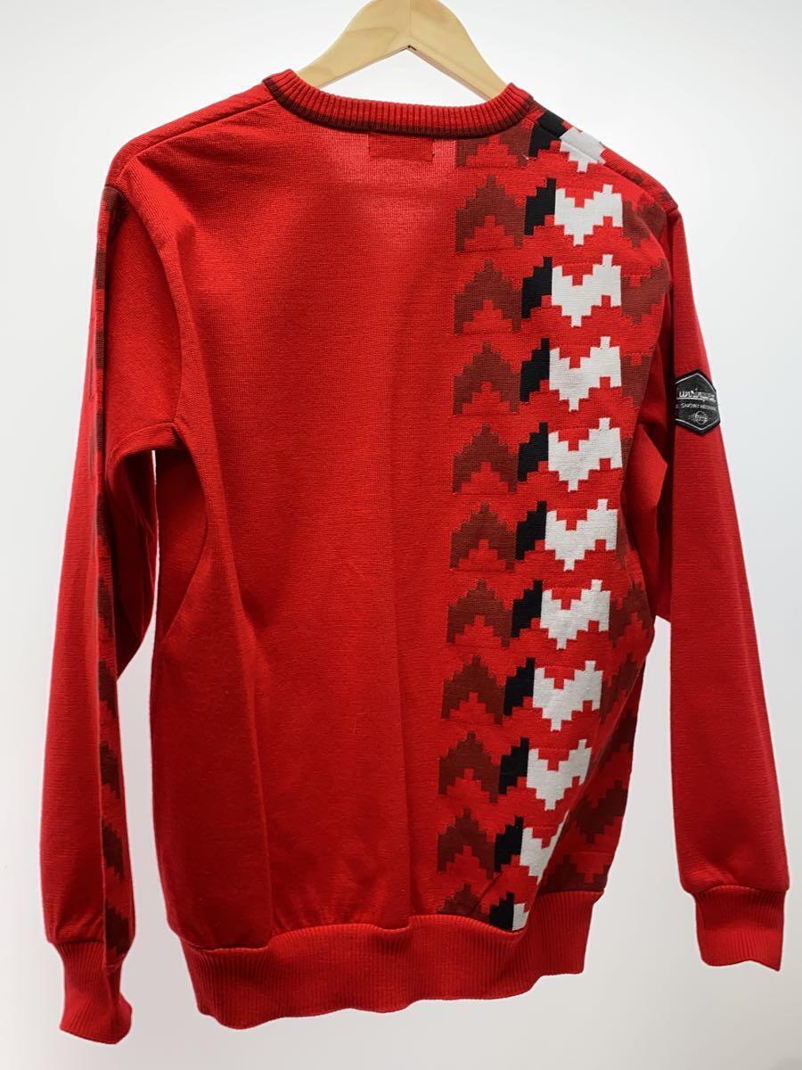Munsingwear◆セーター(薄手)/L/ウール/RED/総柄_画像2