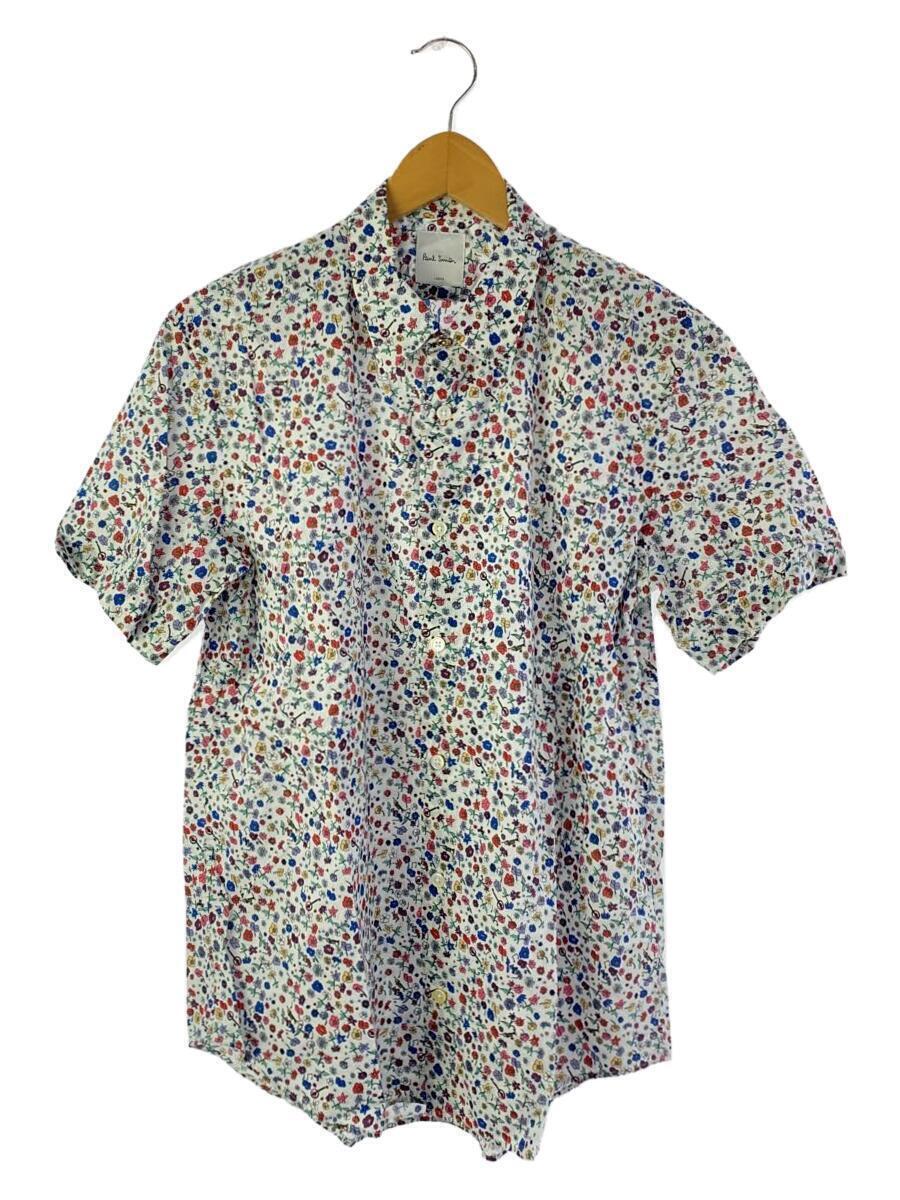 Paul Smith◆18AW/MUSIC FLORAL S/S PRINT SHIRT/半袖シャツ/コットン/白/花柄///_画像1