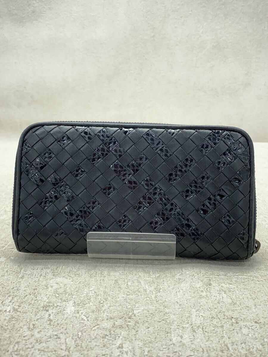 BOTTEGA VENETA◆パイソン/長財布/レザー/BLK/メンズ_画像2