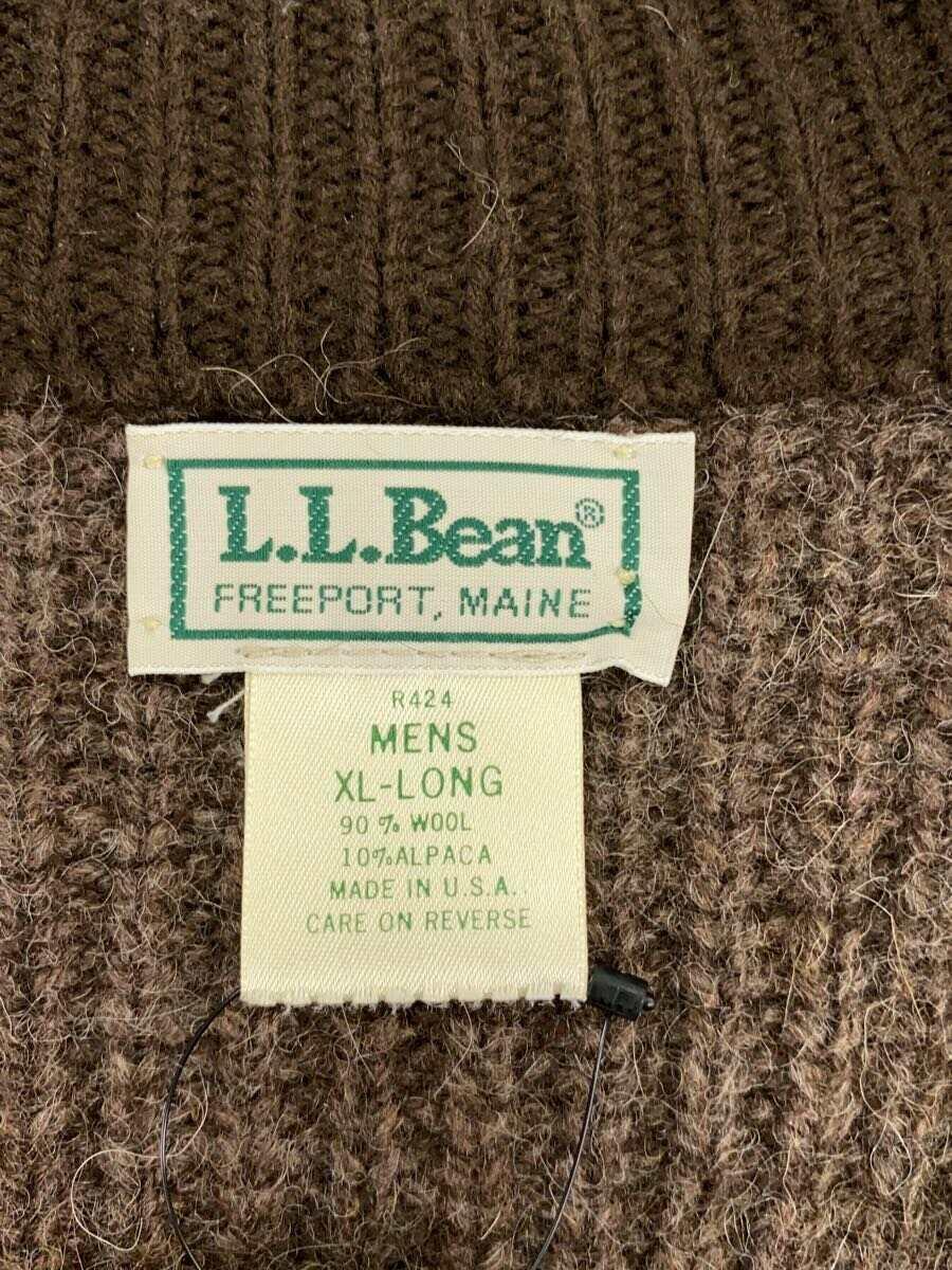 L.L.Bean◆ドライバーズニット/90ｓ/USA製/ジャケット/XL/ウール/BRW/無地_画像3