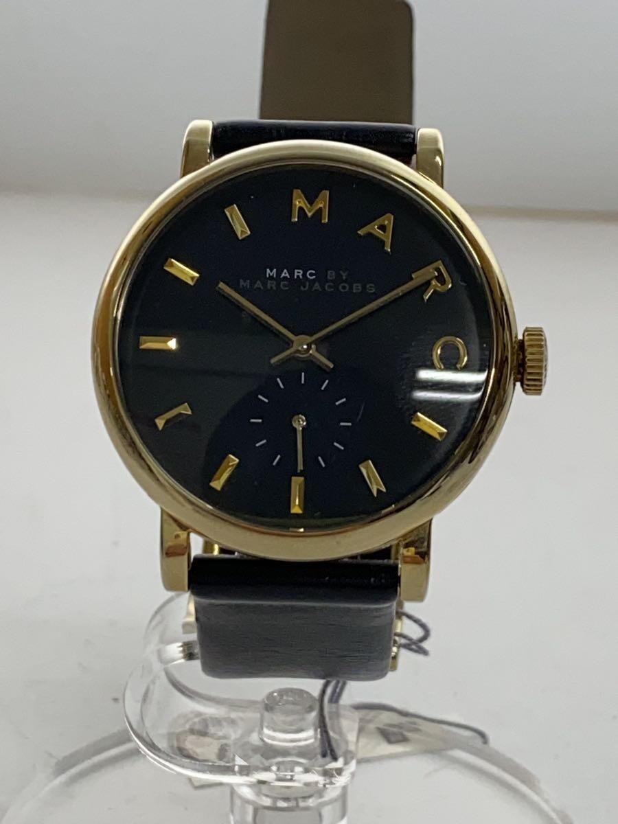 MARC JACOBS◆MARC JACOBS/クォーツ腕時計/アナログ/レザー/ブラック/mbm1269111603_画像1