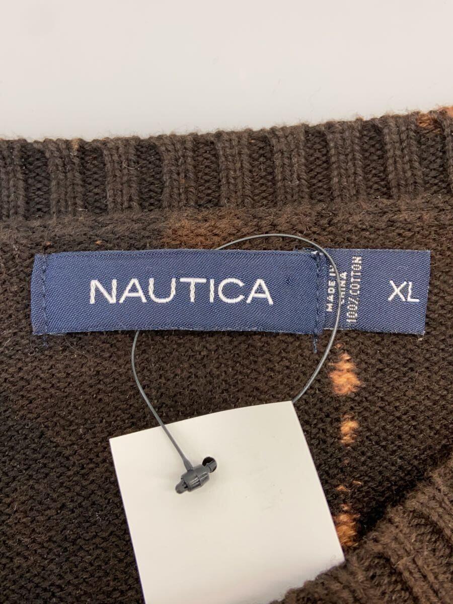 NAUTICA◆セーター(薄手)/XL/コットン/BLK/脱色_画像3