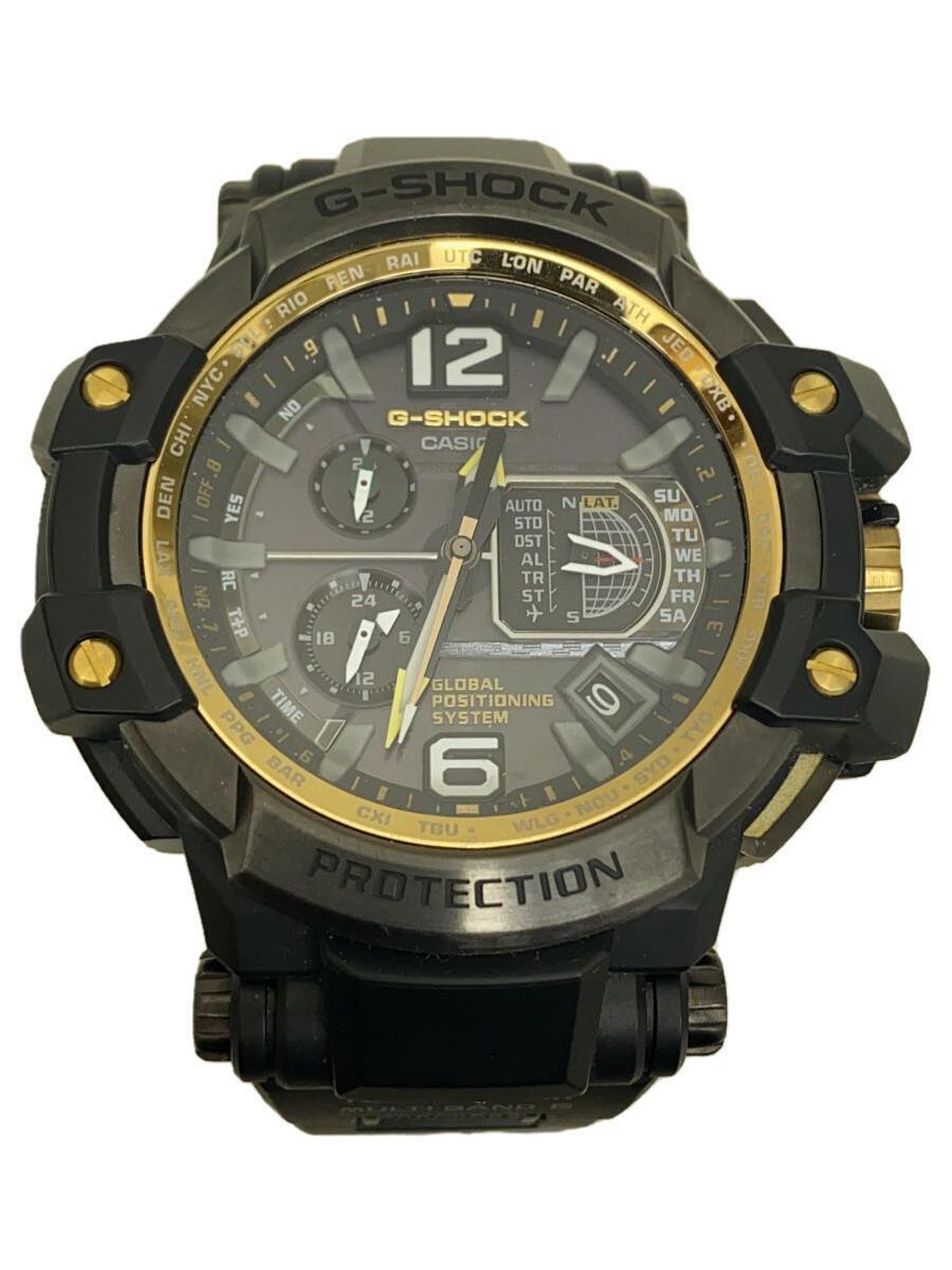 CASIO◆ソーラー腕時計・G-SHOCK/アナログ/GLD/BLK_画像1