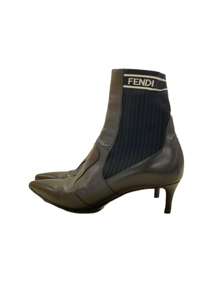 FENDI◆ブーツ/39/BLK/レザー_画像1