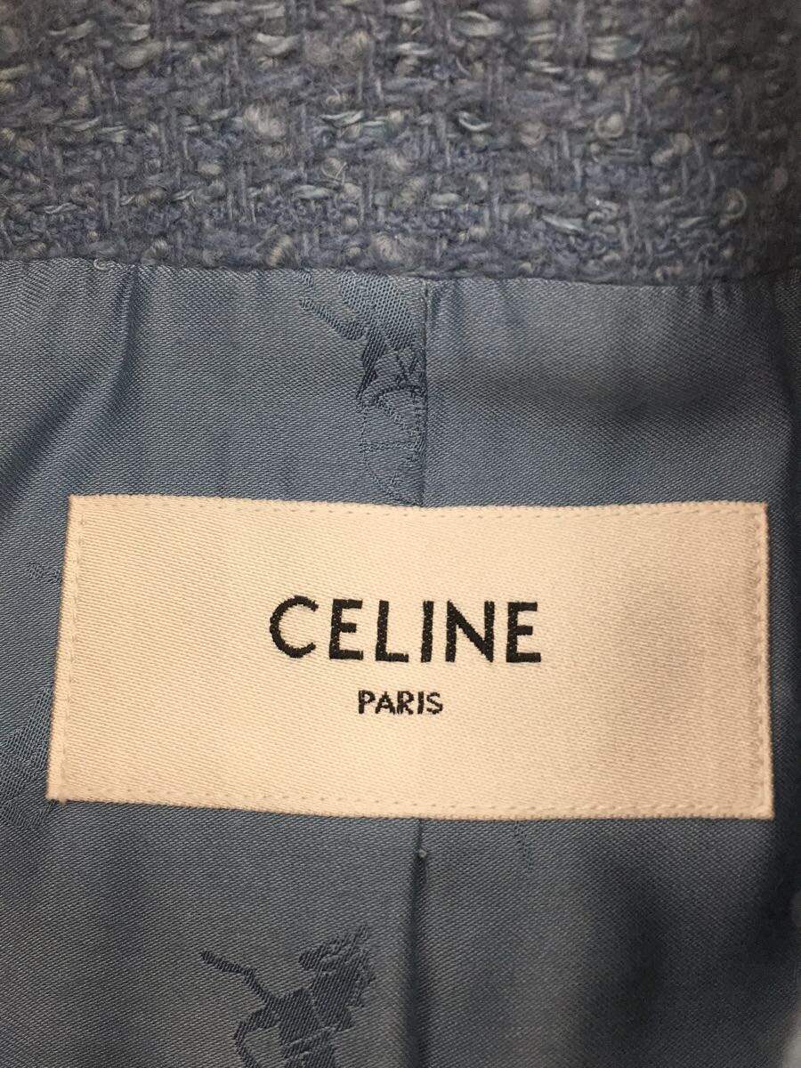 CELINE◆プレーンツイード/シャスールジャケット/34/ウール/BLU/2V83C739P_画像3