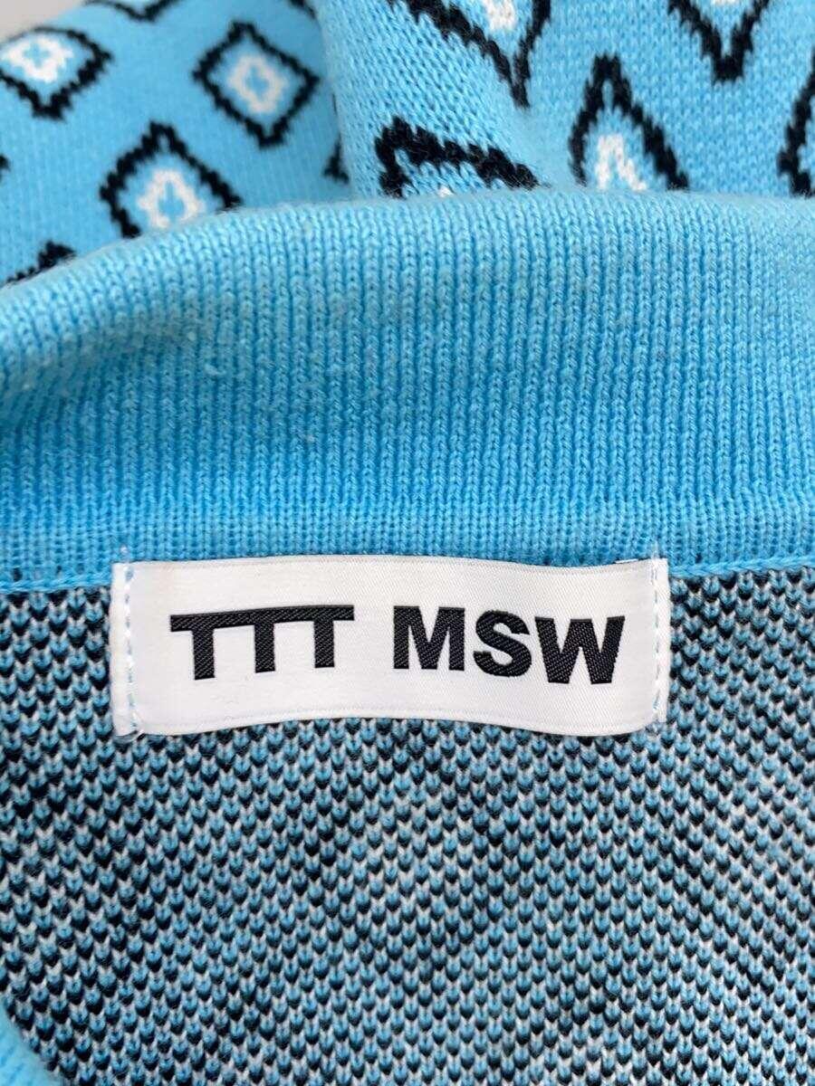 TTT_MSW◆Diamond Knit Polo/M/コットン/BLU/総柄/TTT-2023SS-KT10_画像3