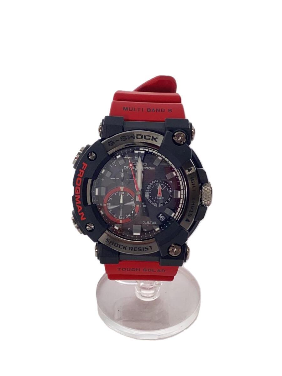 CASIO◆ソーラー腕時計_G-SHOCK/アナログ/ラバー/BLK/RED/カーボン_画像1